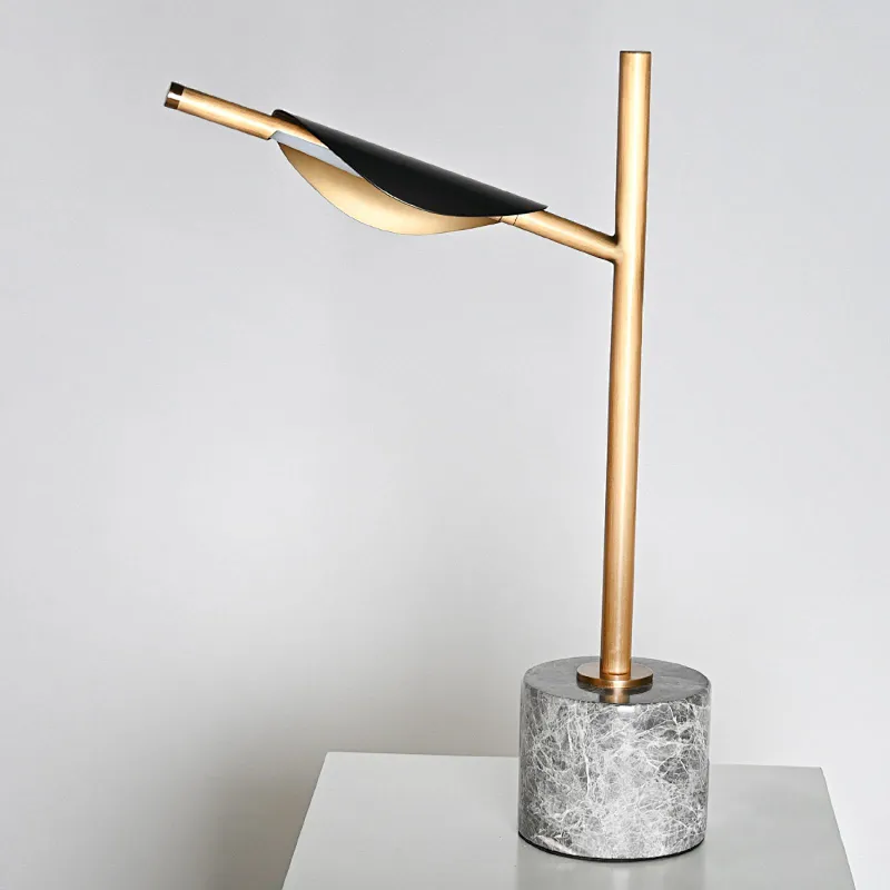 Hand dyeing antique brass finish falling leaf mable base LED dimmable desk reading table lamp